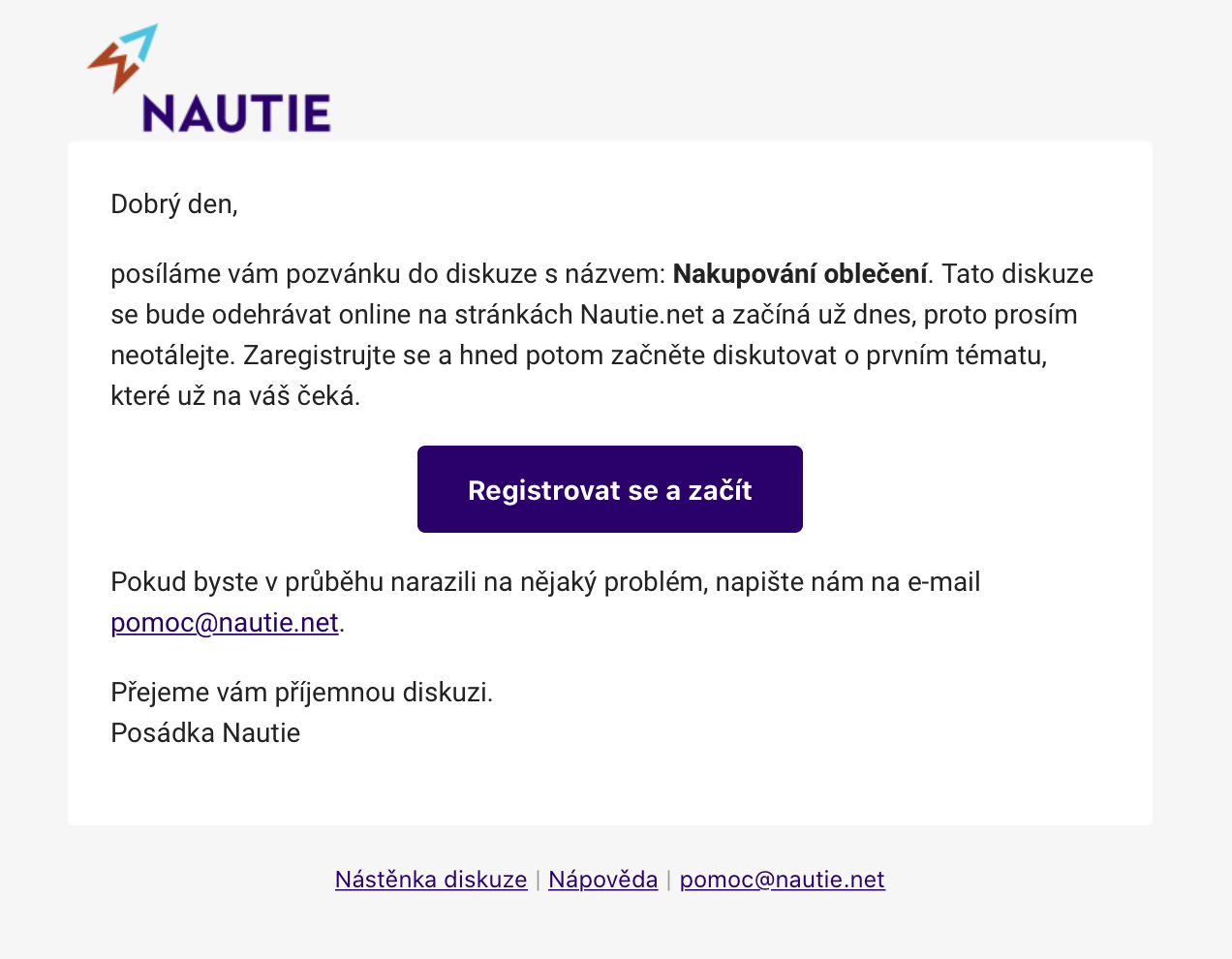 Ukázky pozvánky do diskuze